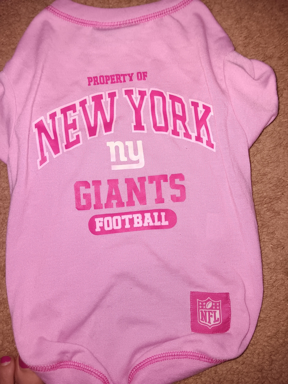 NFL Pink New York Giants Pet Tee with Team Logo